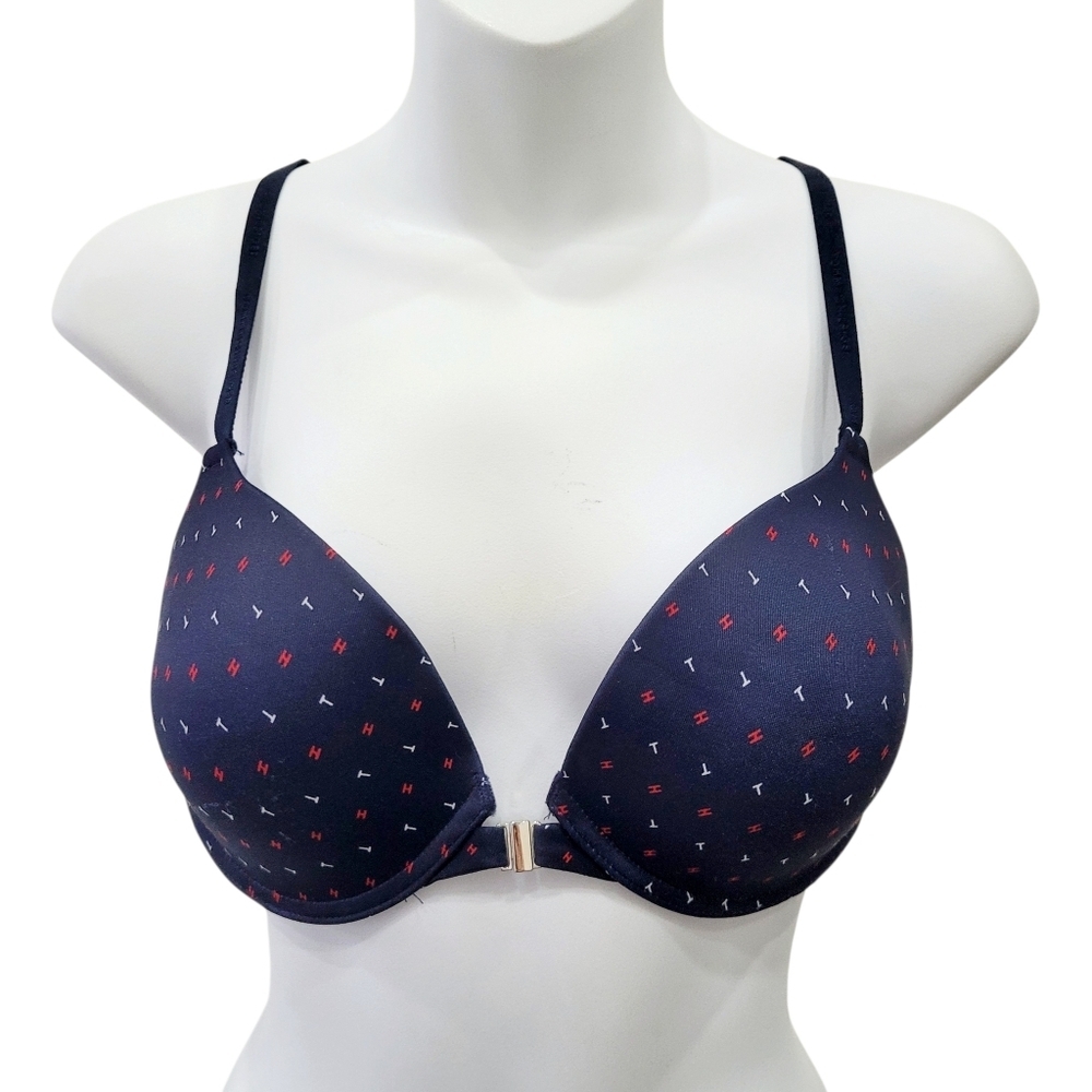 Tommy Hilfiger Classic Navy Blue Sport Push Up Wire Bra Size: 36C